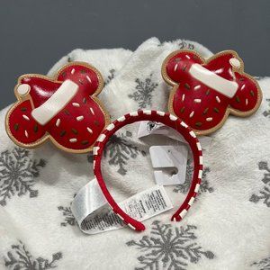 Disney Parks Cookie Christmas Holiday Mickey/Minnie Mouse Ears Headband NWT